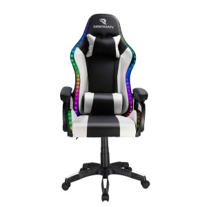 SILLA GAMER BLACK/WHITE RGB CON CONTROL REMOTO MOD PRO 600 RESPAWN